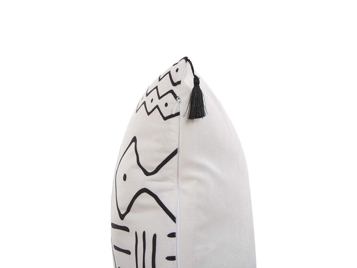 DEKOKISSEN 2er-Set Weiß 45/45 cm Schefflera - Weiß, Textil (45/45cm) - Beliani