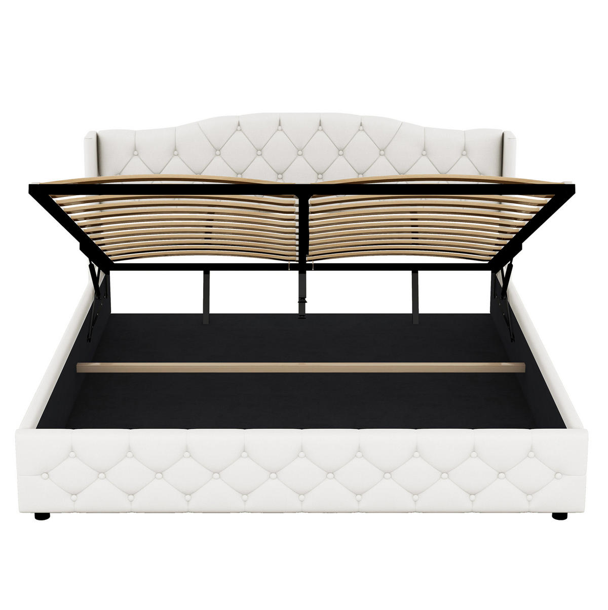 BETT mit Bettkasten 180x200 cm Beige - Beige, Metall (180/200cm) - Meubliv