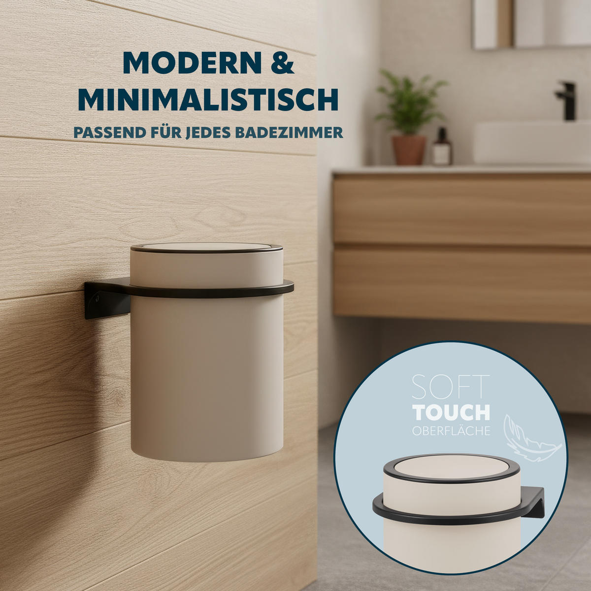 KOSMETIKEIMER SAVONA Softtouch, 5,5 Liter, beige - Beige, Kunststoff (22/24.5/22.5cm) - bremermann