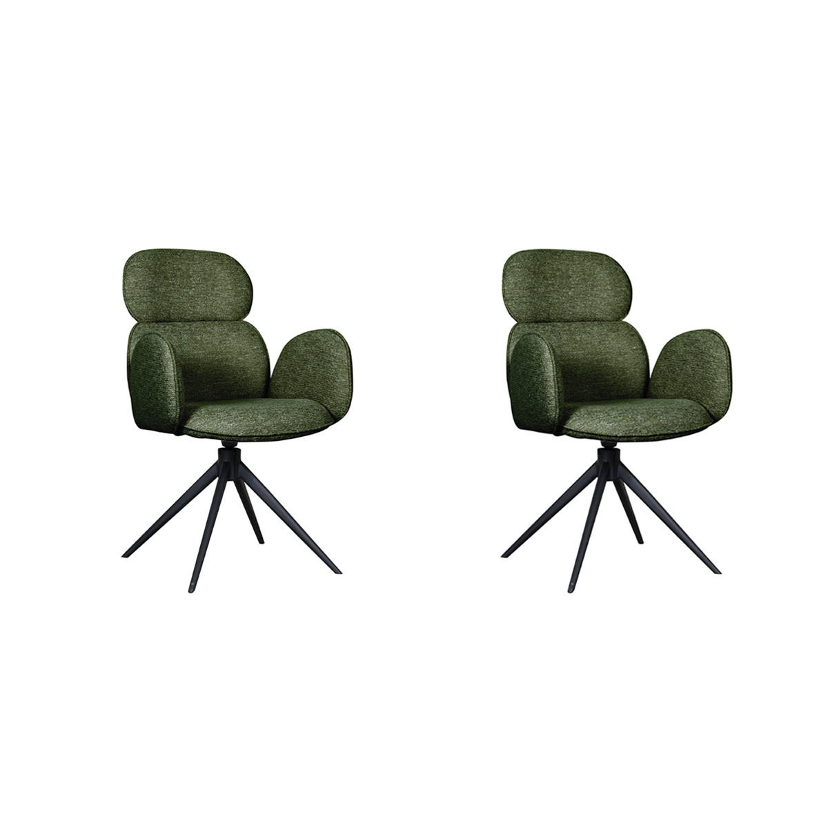 ESSZIMMERSTUHL Vidar Grün 62/58/91 cm 2er-Set - Grün, Textil (58/91/62cm) - LABEL51