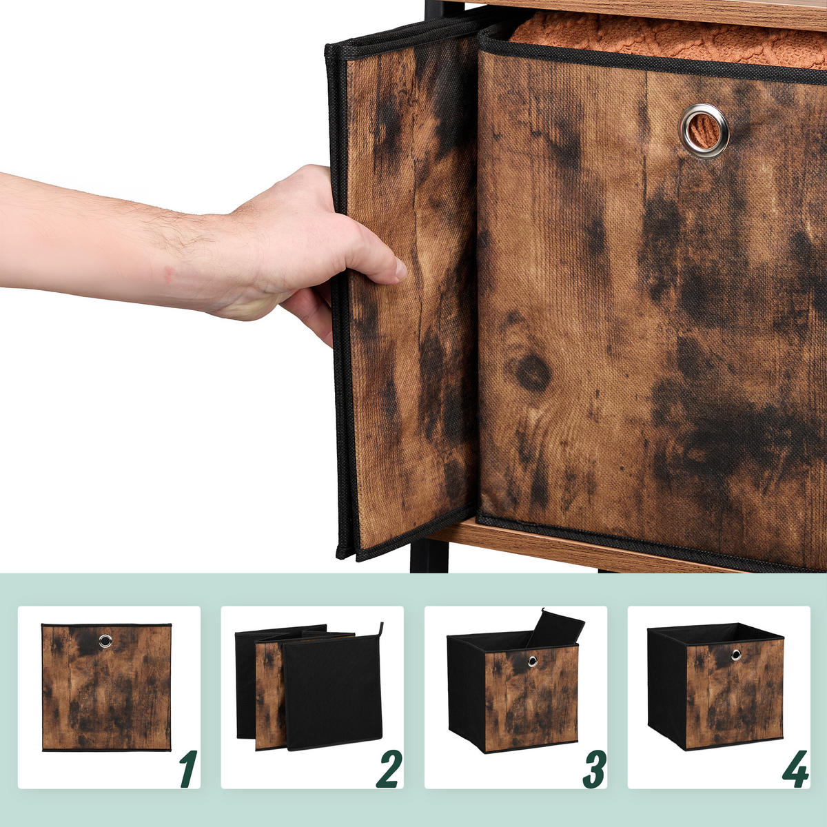 6XAUFBEWAHRUNGSBOX - Schwarz, Wellpappe/Kunststoff (33/33/33cm) - Relaxdays