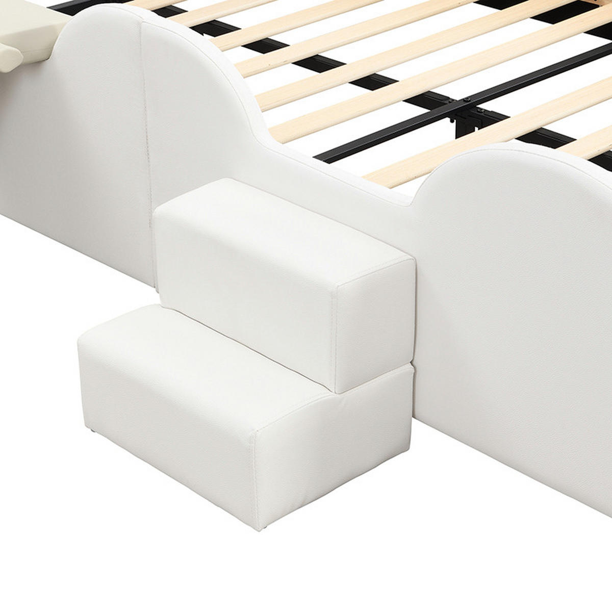 KINDERBETT aus Kunststoff 140x200 cm in Rosa/Weiß mit LED-Beleuchtung & Rutsche - Rosa, Kunststoff (140/200cm) - Modfu