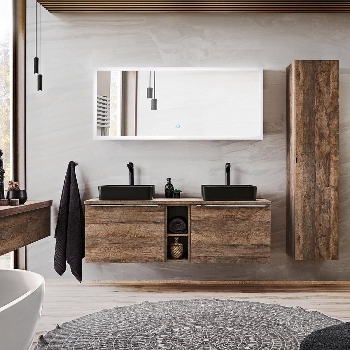 BADMÖBEL-SET 8-TLG. Puebla-56 - Braun, Holzwerkstoff (190/200/46cm) - Lomado