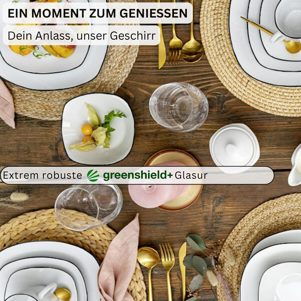 KAFFEETASSEN SET BILGOLA BLACK RIM - 12 tlg aus Porzellan - Weiß, Keramik (44/12.5/22cm) - Sänger