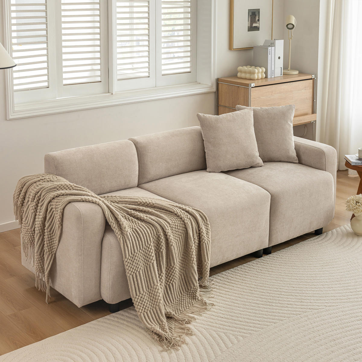 SOFA 3-Sitzer 211/67/71 cm Beige - Beige, Textil (67/71/211cm)