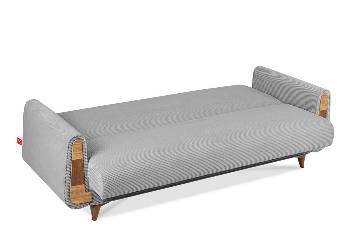 3-SITZER-SCHLAFSOFA GUSTAVO II mit Armlehnen, Hellgrau - Hellgrau, Holz/Holzwerkstoff (230/98/98cm) - KONSIMO®