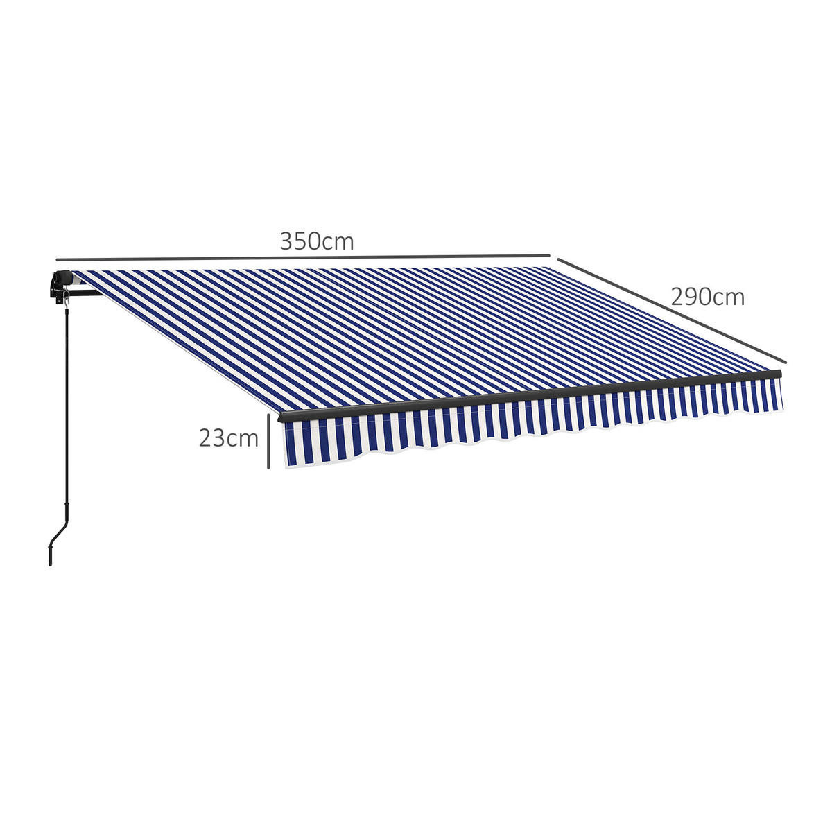 MARKISE, Blau+Weiß, Polyesterstoff, Aluminium - Blau, Metall (290/1/350cm) - Outsunny