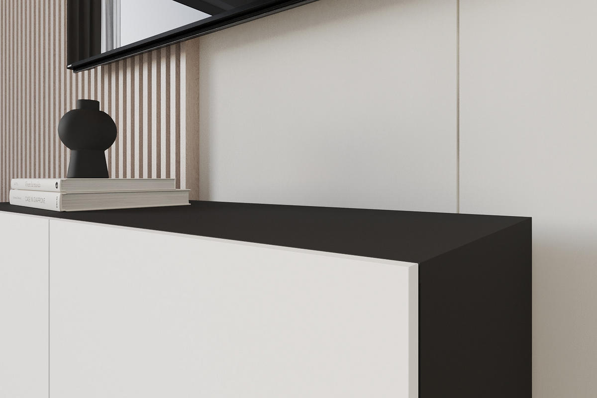 LOWBOARD ELIO-W 100x40x41 cm - Schwarz / Weiß - Schwarz, Holzwerkstoff (100/40/41cm) - ALTDECOR