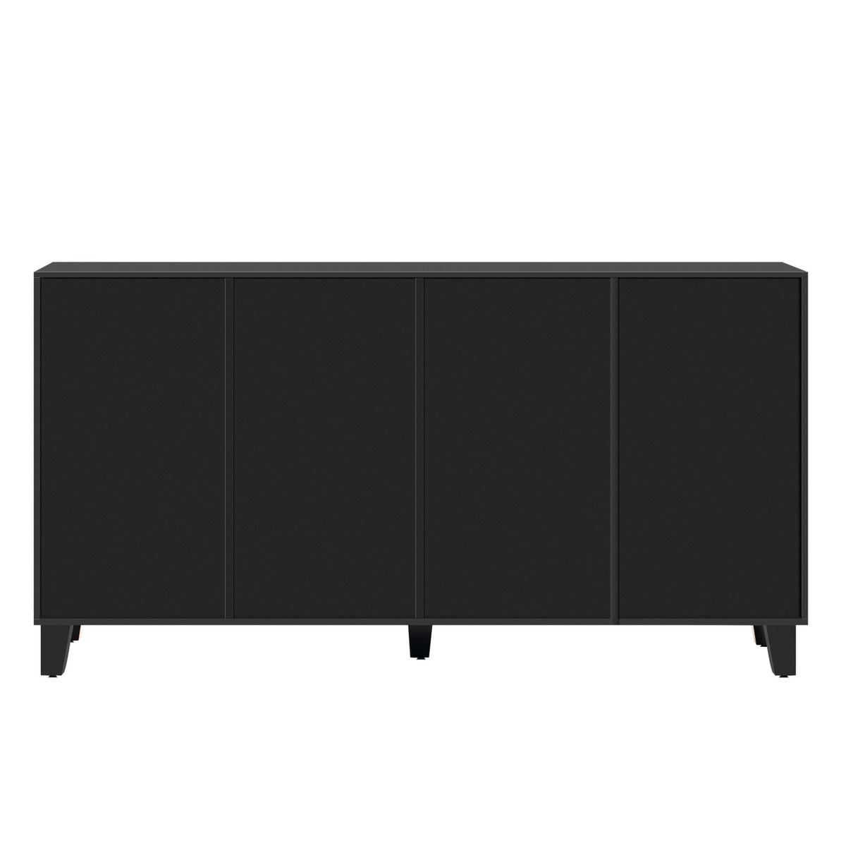 SIDEBOARD 160/40/84 cm schwarz aus MDF mit 4 Türen - Schwarz, Holzwerkstoff (160/84/40cm) - OKWISH