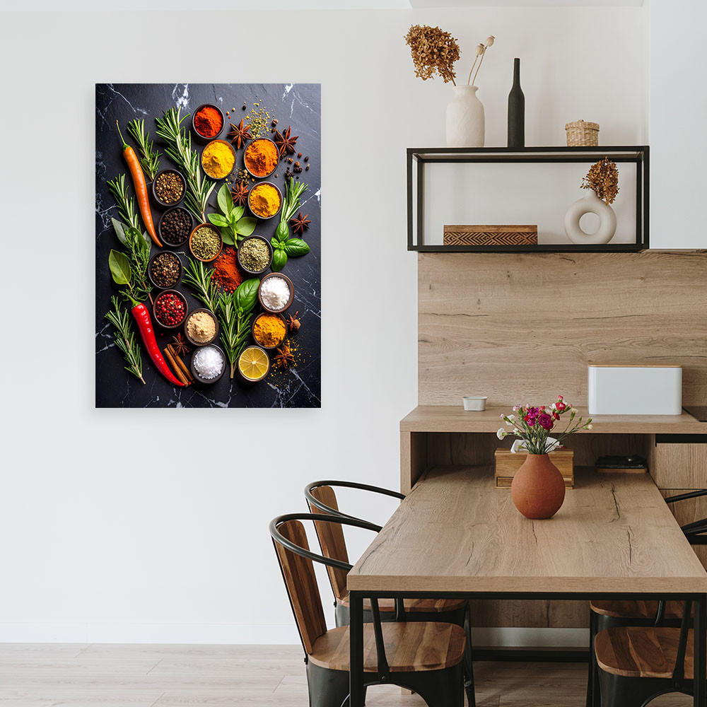 LEINWANDBILD Kräuter und Gewürze 80x120cm - Multicolor, Textil (80/120cm) - Feeby