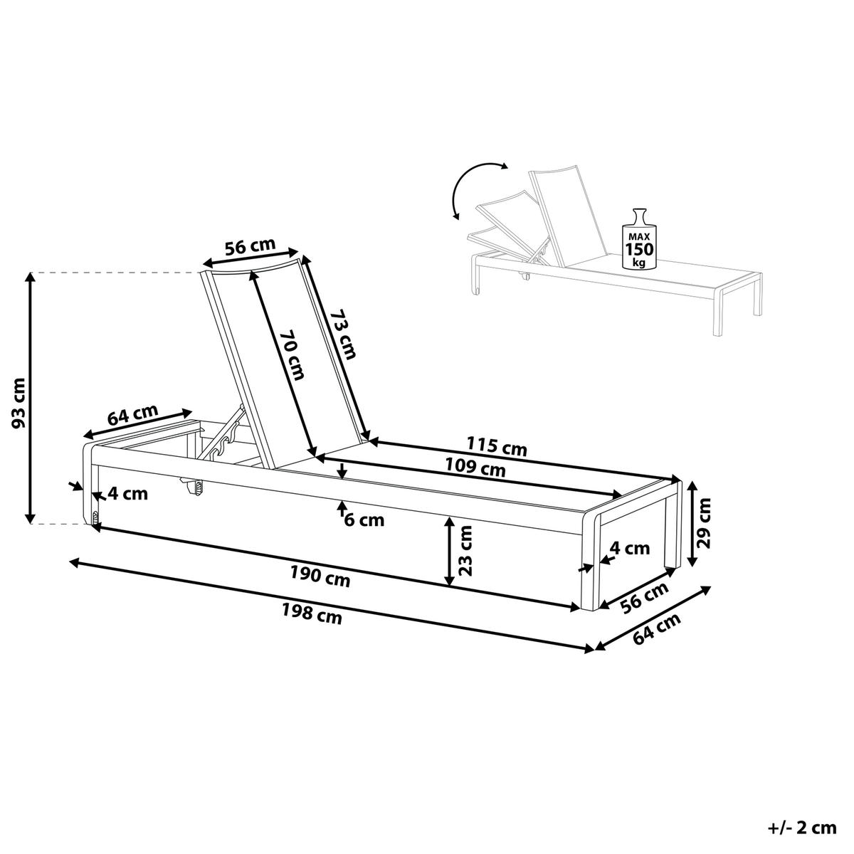 GARTENLIEGE Weiß Fossato - Weiß, Metall (64/93/198cm) - Beliani