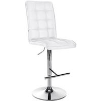 BARHOCKER Lederlook weiß - Chromfarben/Walnussfarben, Textil/Metall (45/112/54cm) - CLP