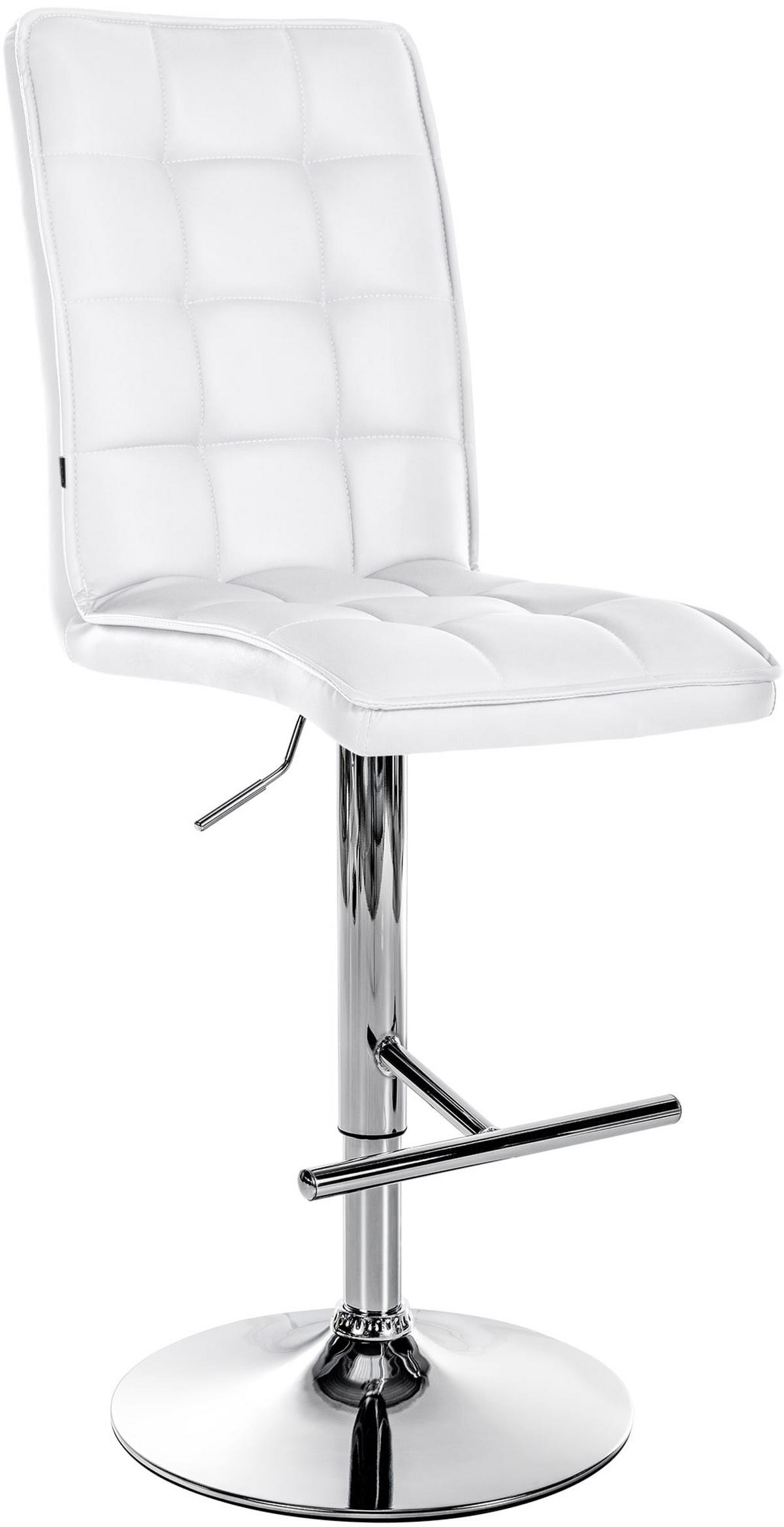 BARHOCKER Lederlook weiß - Chromfarben/Walnussfarben, Textil/Metall (45/112/54cm) - CLP