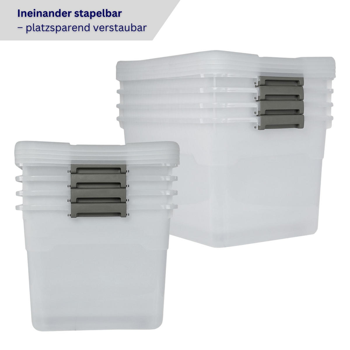 AUFBEWAHRUNGSBOX mit Deckel 60L im 4er Set Extra Groß Rollen transparent stapelbar - Transparent, Kunststoff (58/34/43cm) - PROREGAL