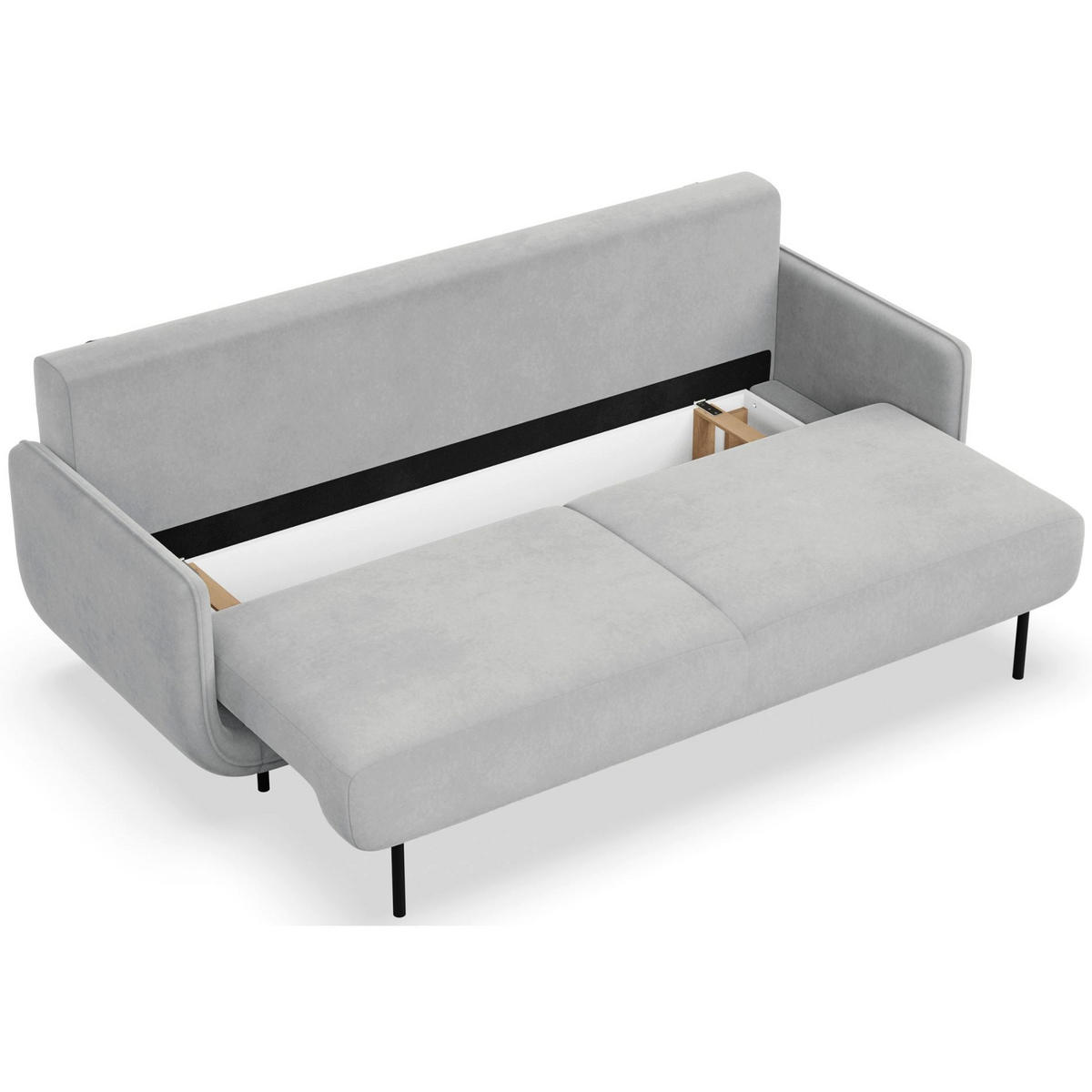 SCHLAFSOFA Ovals Hellgrau - Hellgrau/Schwarz, Textil/Metall (236/95/96cm) - Selsey