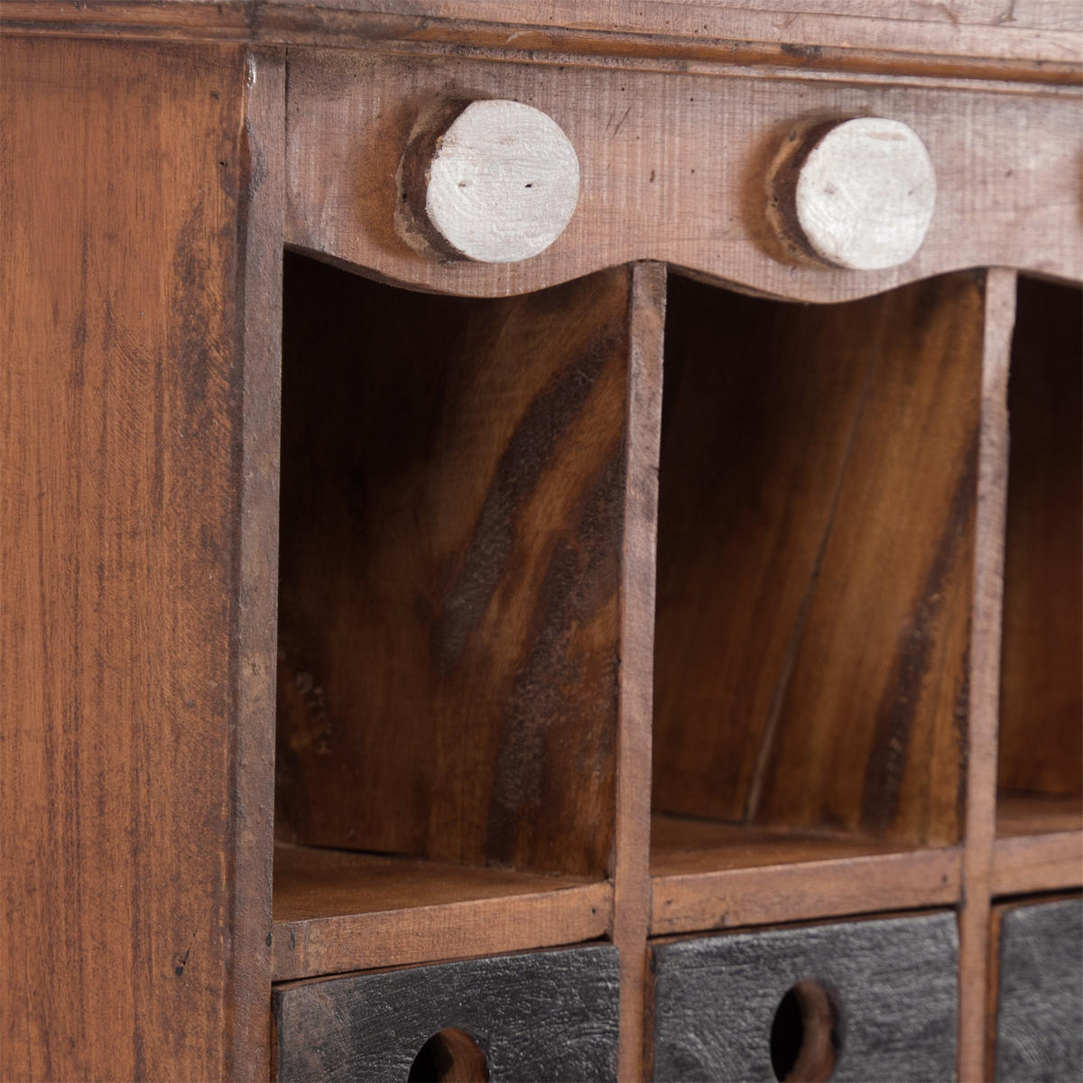 WANDREGAL Luna Mahagoni Holz, mit 4 Schubladen und 3Haken naturfarben-schwarz - Naturfarben, Holz (60/43/16cm) - DESIGN DELIGHTS