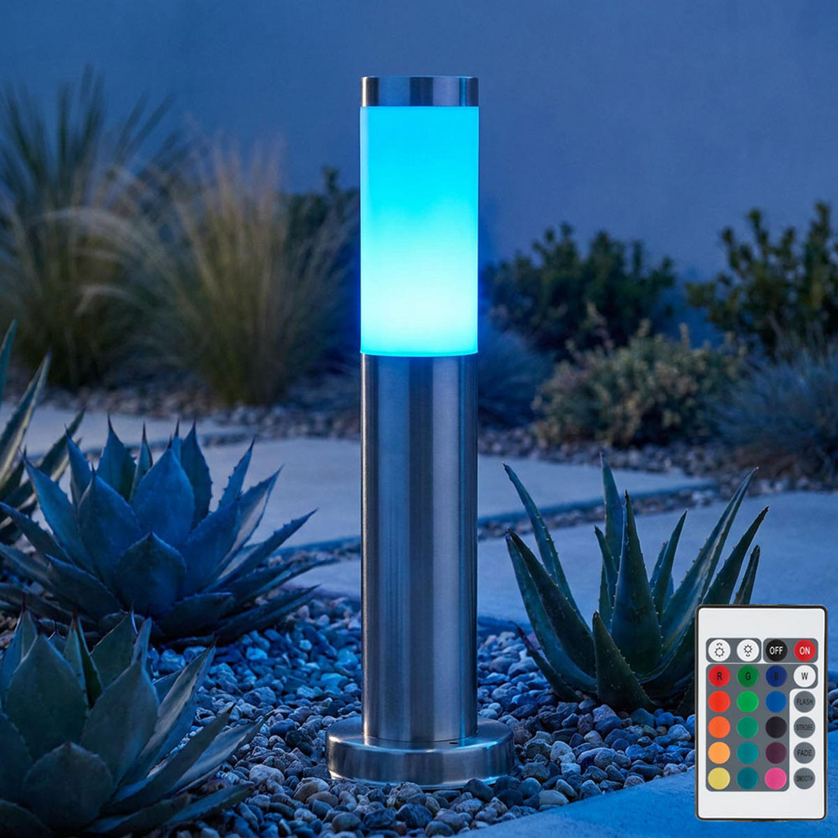 LED WEGELEUCHTE Edelstahl Silber - Silberfarben, Metall (7.8/7.8/45cm) - Globo Lighting