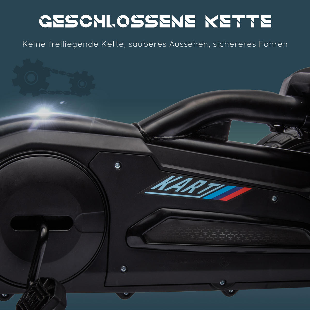 KINDER GO KART TRETAUTO, Schwarz, Kunststoff, Metall - Schwarz, Kunststoff (100/58/58.5cm) - HOMCOM