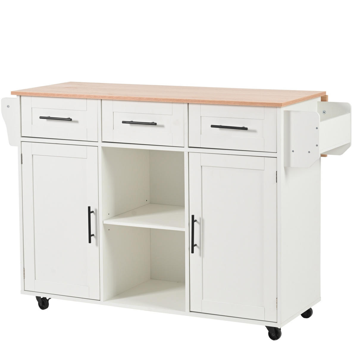 KÜCHENINSEL 139/46(71)/91,5 cm aus MDF mit klappbarer Arbeitsplatte und wechselbaren Füßen Weiß - Weiß, Holzwerkstoff (139/91.5/46cm) - Modenvie