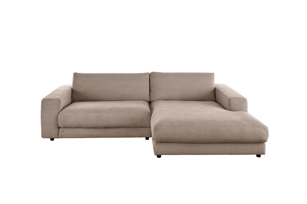 ECKSOFA MADELINE Taupe Cord - Taupe/Schwarz, Kunststoff/Textil (270/190cm) - KAWOLA