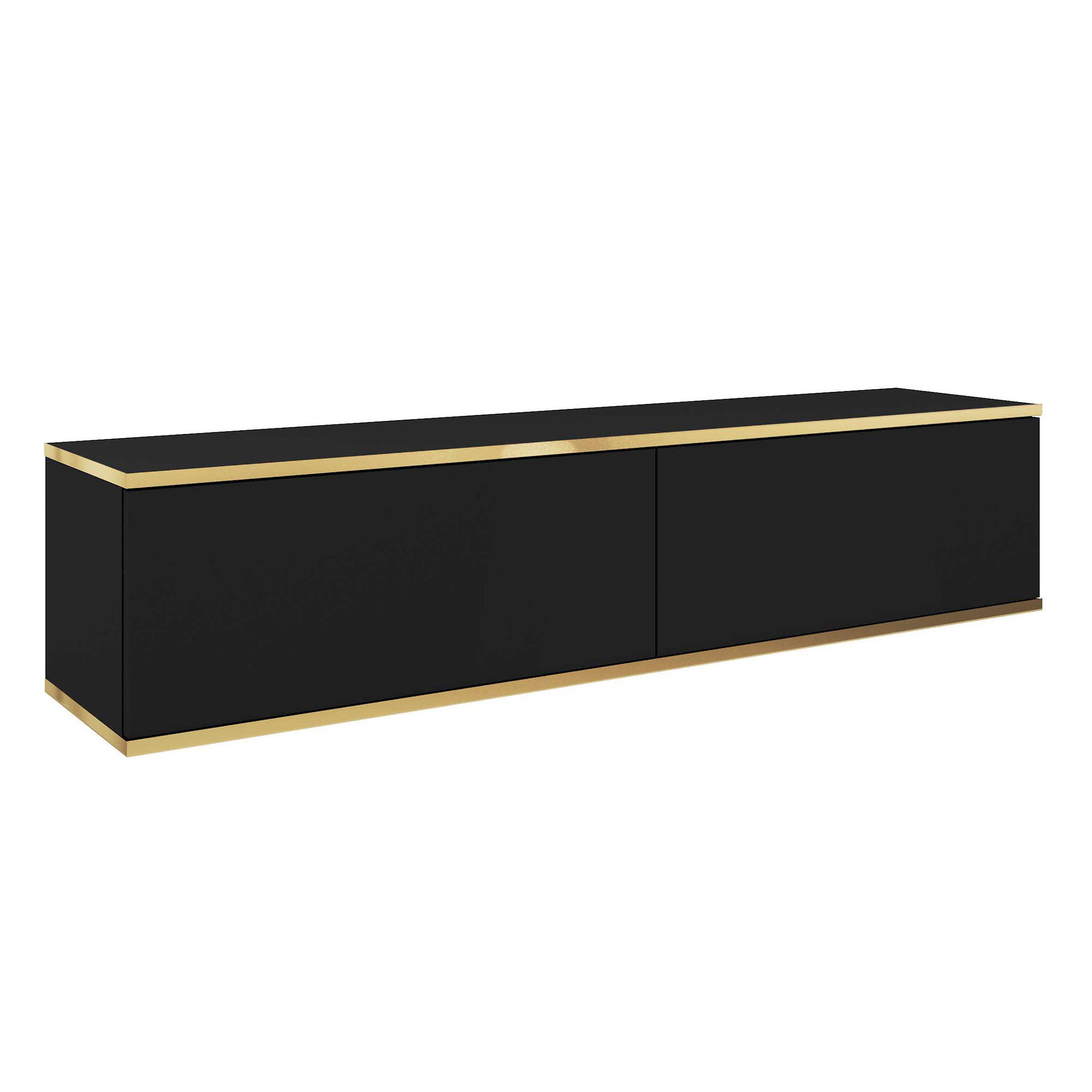 LOWBOARD VENEZIA 135x32x30 cm mit 2 Türen Schwarz - Schwarz, Holzwerkstoff (135/30/32cm) - MASSENO