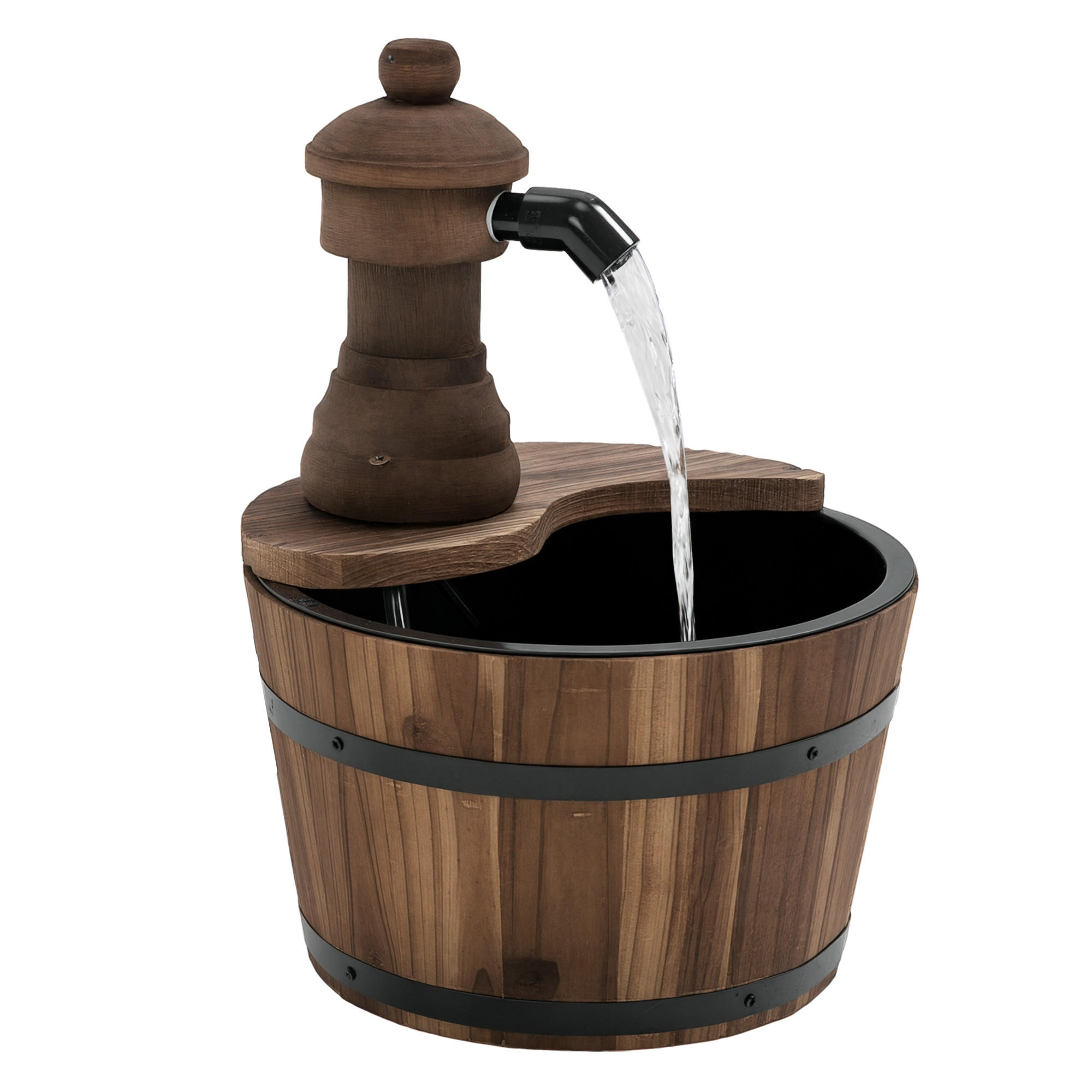 GARTENBRUNNEN DE-10093 mit Holzeimer und Hahn Naturholz - Naturfarben, Holz (27/27/37cm) - ComfortXL