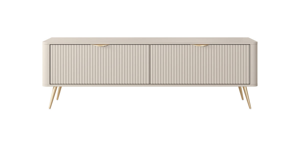 TV Schrank 163 cm Brando auf Beinen, 2 Türen, Beige - Beige/Goldfarben, Holz/Metall (163/51/38cm) - Emporius