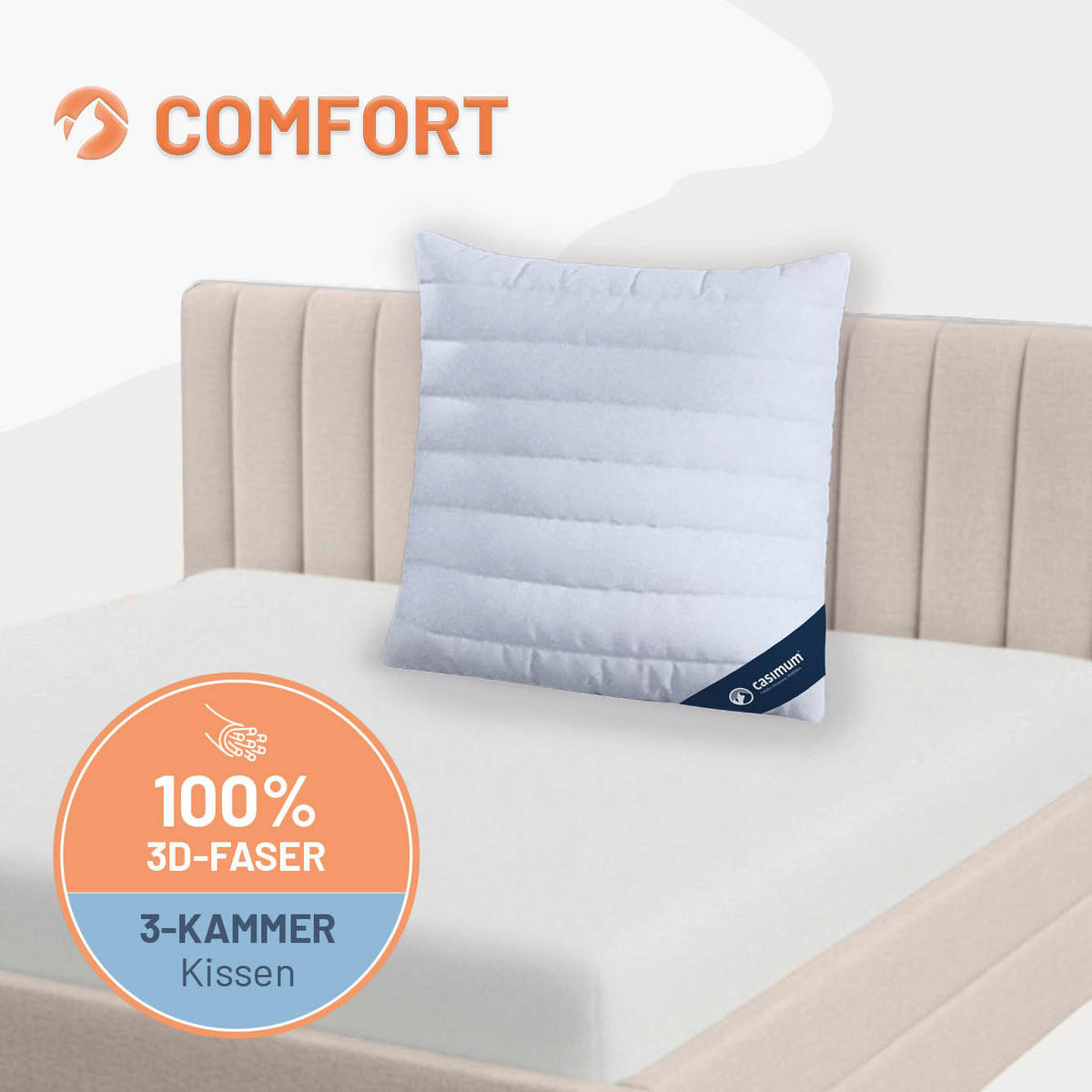 KOPFKISSEN 80x80 cm, waschbar, allergikerfreundlich - Weiß, Textil (80/80cm) - casimum