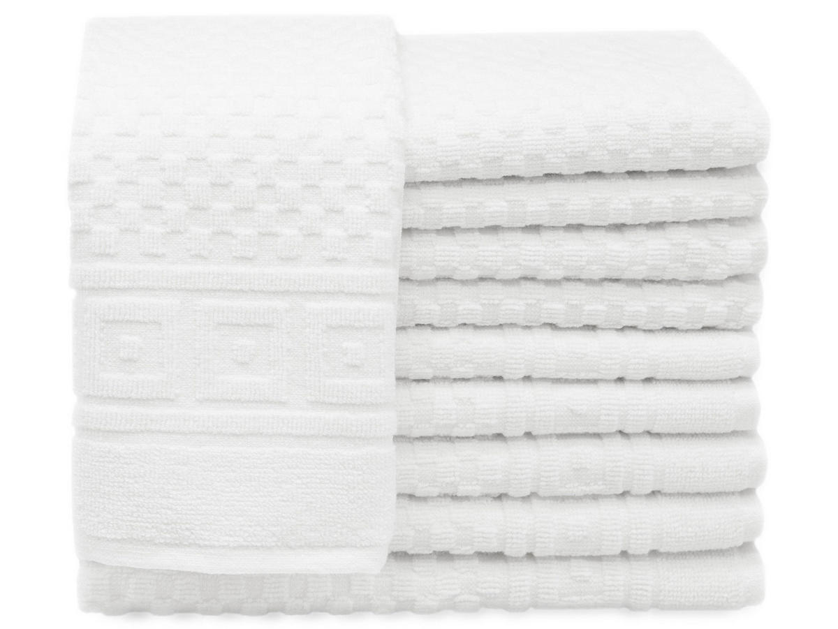 GÄSTETÜCHER, 10er-Set, 30x50 cm, 100% Baumwolle, Weiß - Weiß, Textil (30/50cm) - Zollner