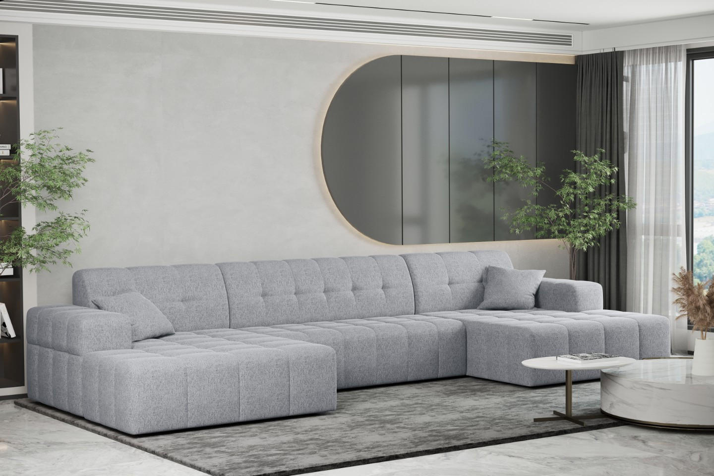 ECKSOFA U-form Wohnzimmer NIMES Stoff VERITA Grau - Grau, Holz/Textil (350/168cm) - Kaiser Möbel