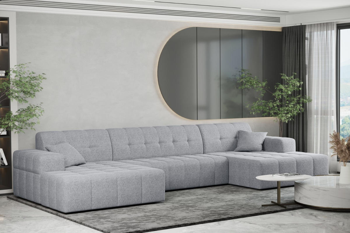 ECKSOFA U-form Wohnzimmer NIMES Stoff VERITA Grau - Grau, Holz/Textil (350/168cm) - Kaiser Möbel