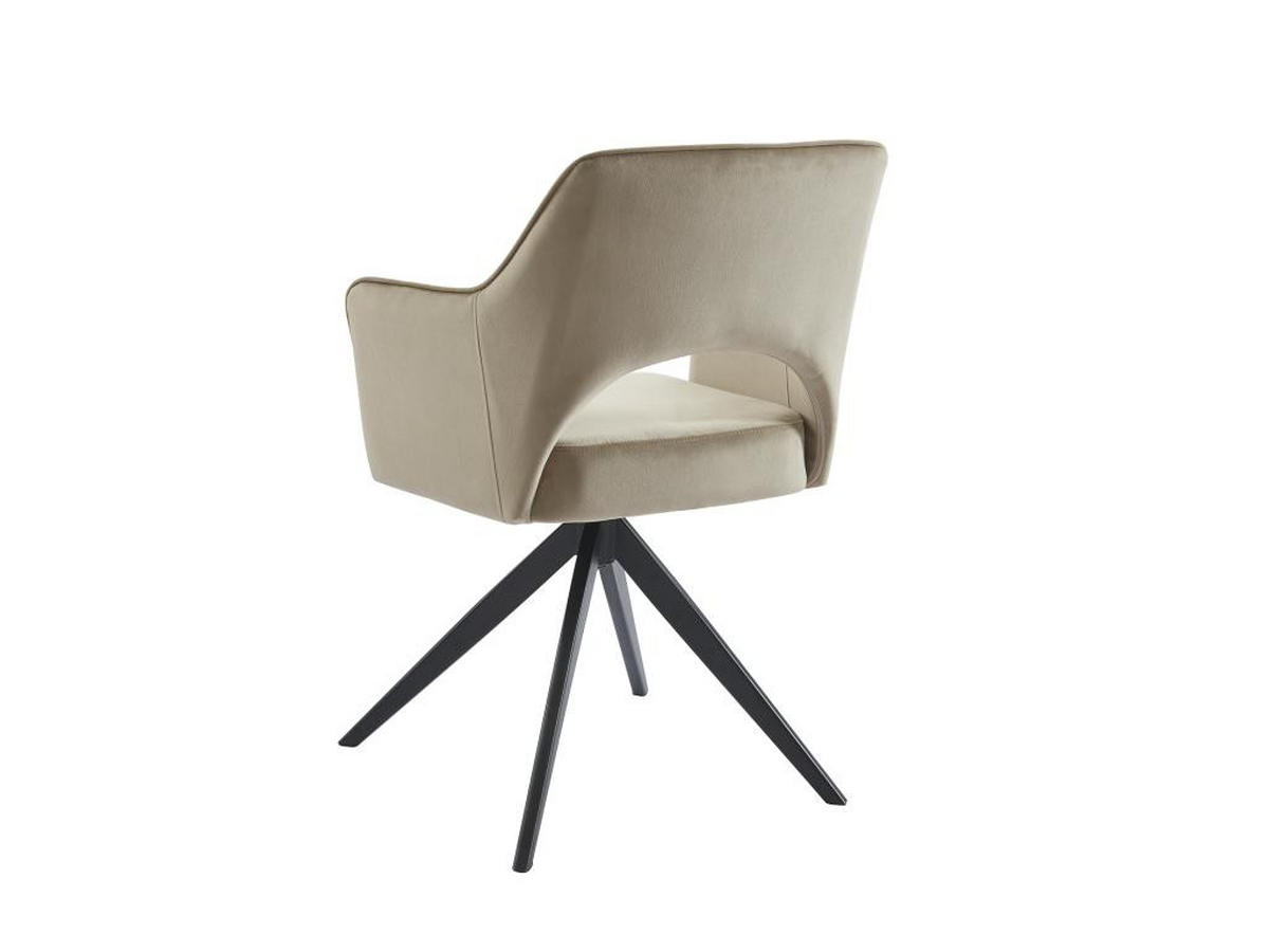 DREHSTUHL 2er-Set mit Armlehnen - Samt & schwarzes Metall - Beige - KONYA - Beige, Textil (59/84/58cm) - Vente-Unique