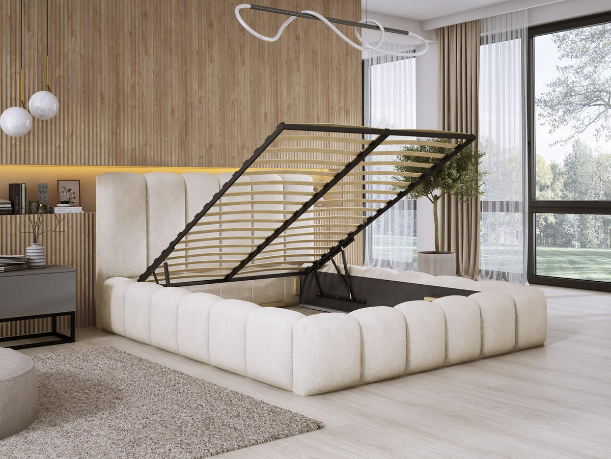 POLSTERBETT VELORA 180x200 ECRU - Ecru, Textil (180/200cm) - Luxkor24