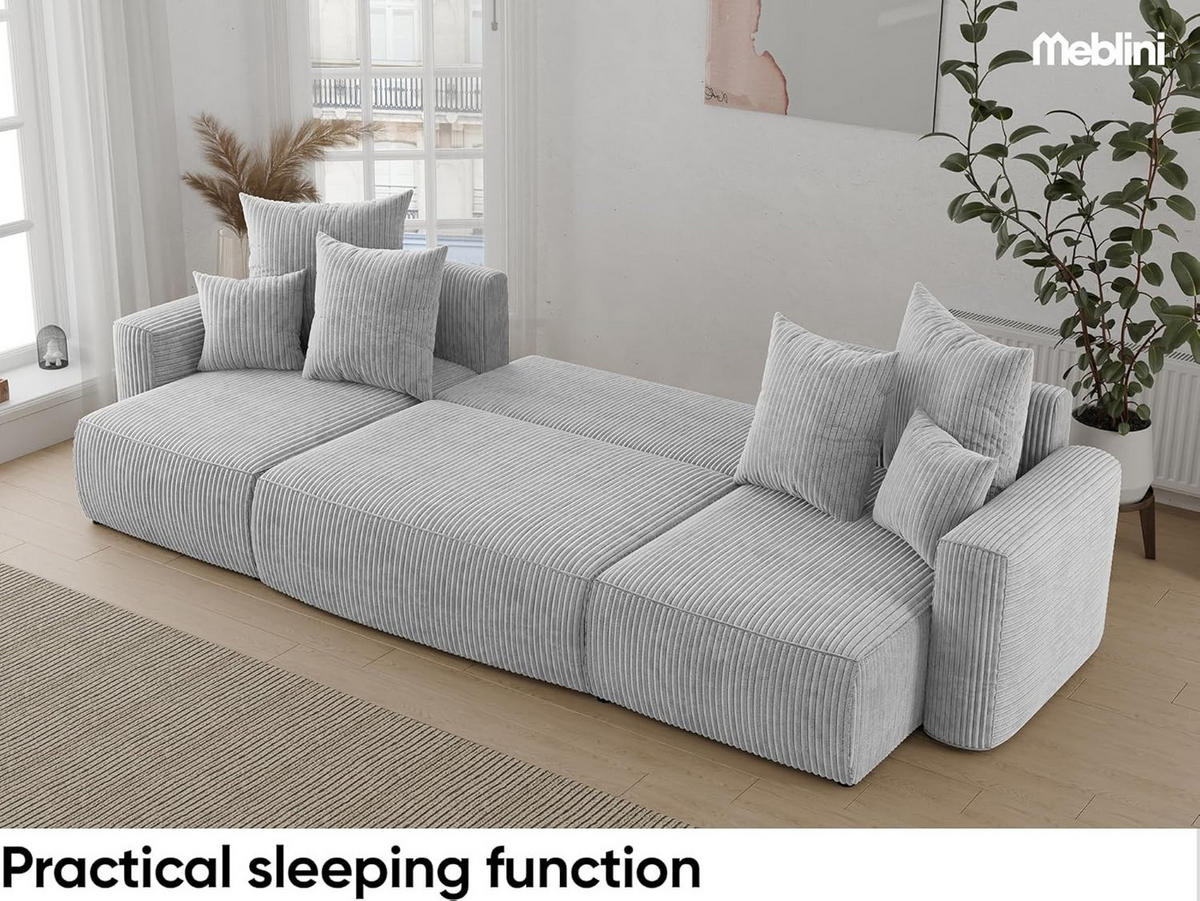 ECKSOFA DAVE U - Hellgrau/Schwarz, Holzwerkstoff (312/142cm) - Meblini