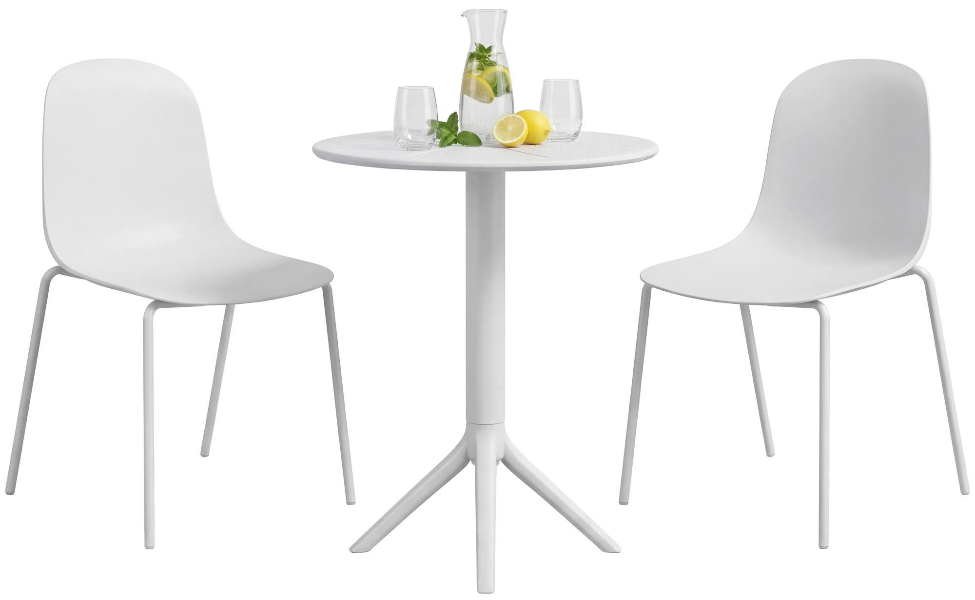 GARTENMÖBEL-SET Ella 2 Stühle 162x60x85cm Kunststoff Weiß Balkonset - Weiß, Kunststoff - DELUKE