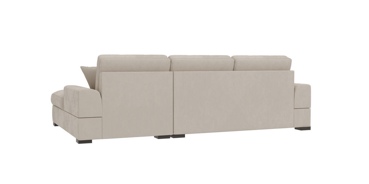 ECKSOFA Saga Beige Cord - Beige/Schwarz, Holz/Buchenholz (306/184cm) - S-Style Möbel