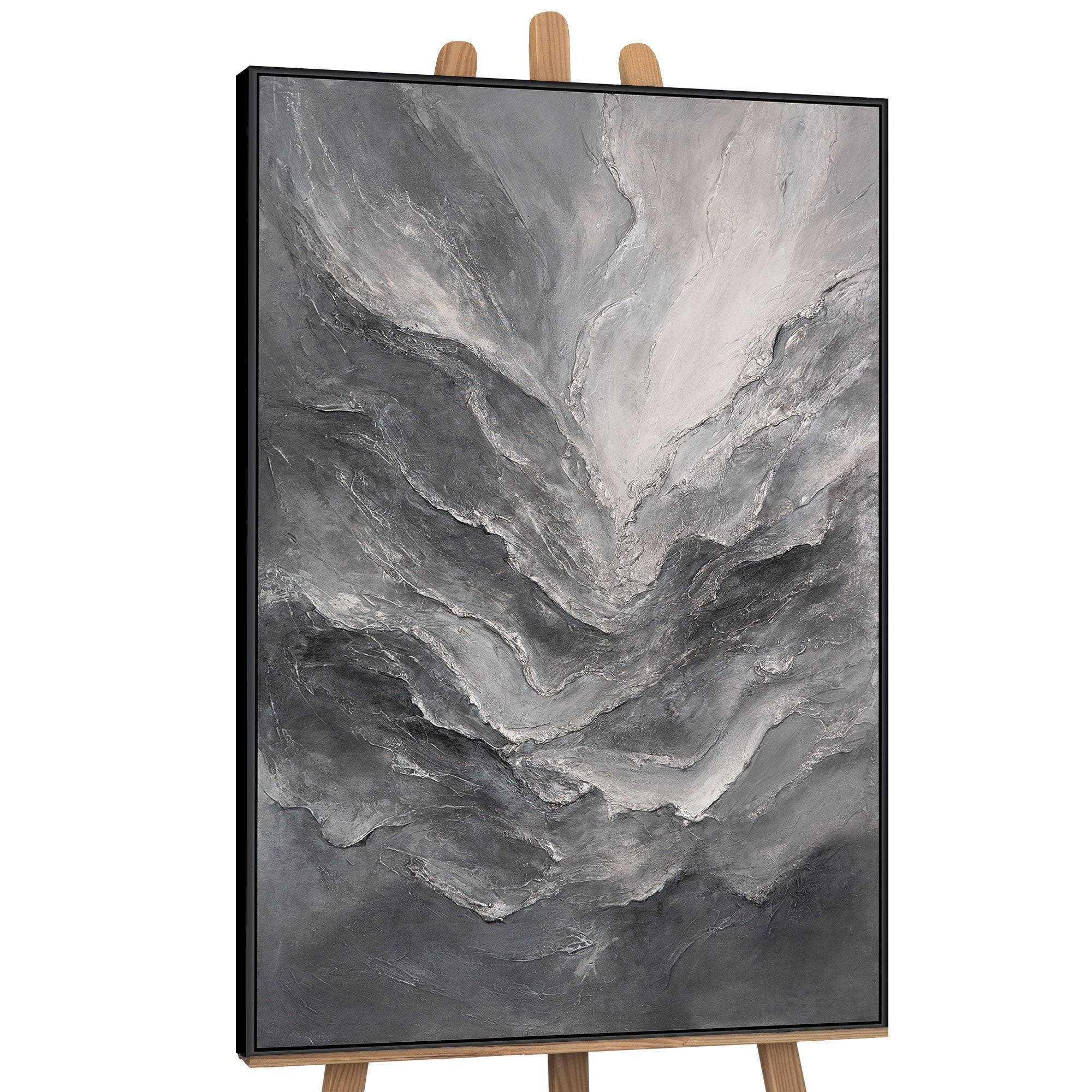 GEMÄLDE Erinnerung der Felsen Schattenfugenrahmen Schwarz 140x100 cm - Schwarz, Holz (140/100cm) - YS-art gallery