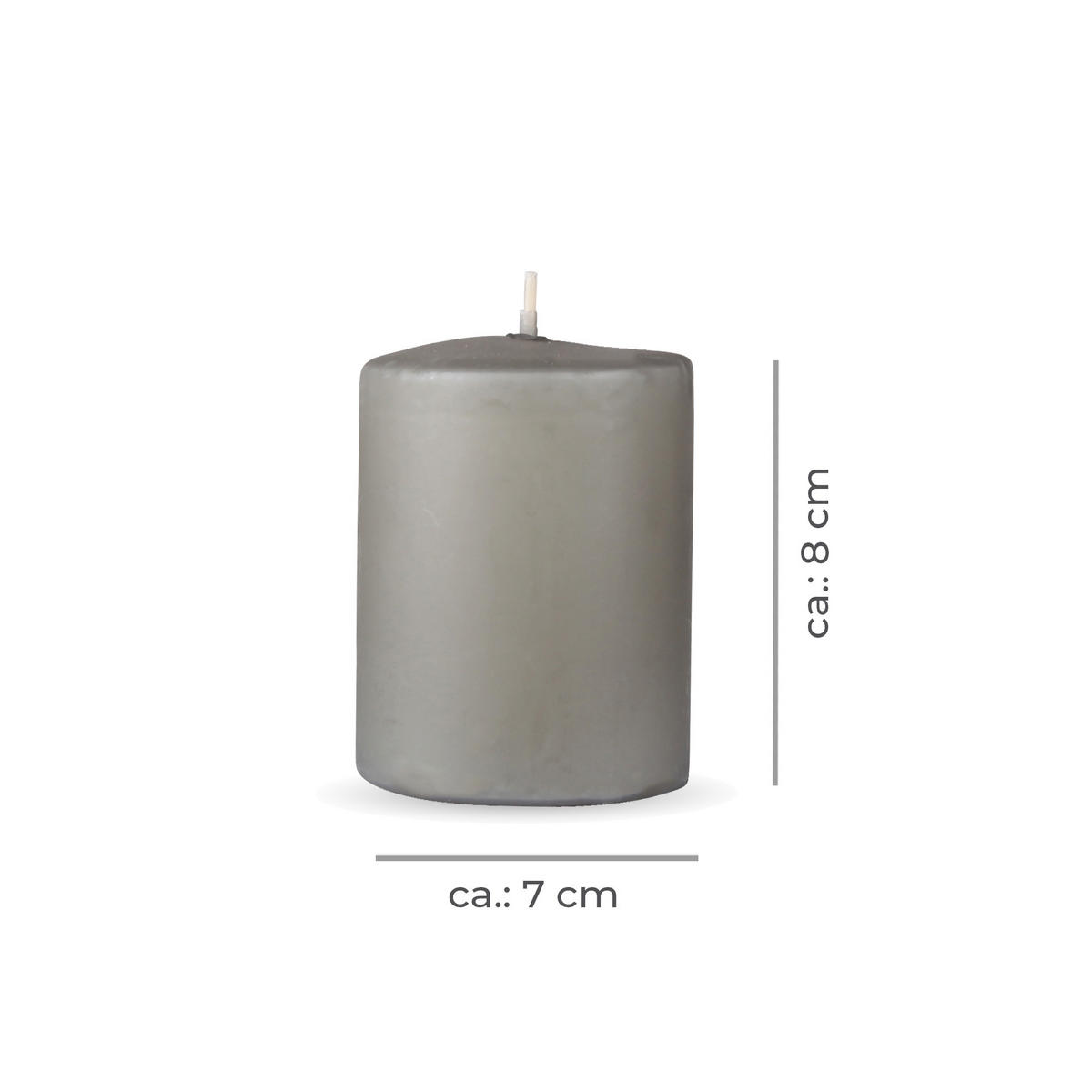 STUMPENKERZEN 4er Pack "Hellgrau", Größe Ø7cm x Höhe: 8 cm - Hellgrau, Naturmaterialien (7/8cm) - Bestlivings