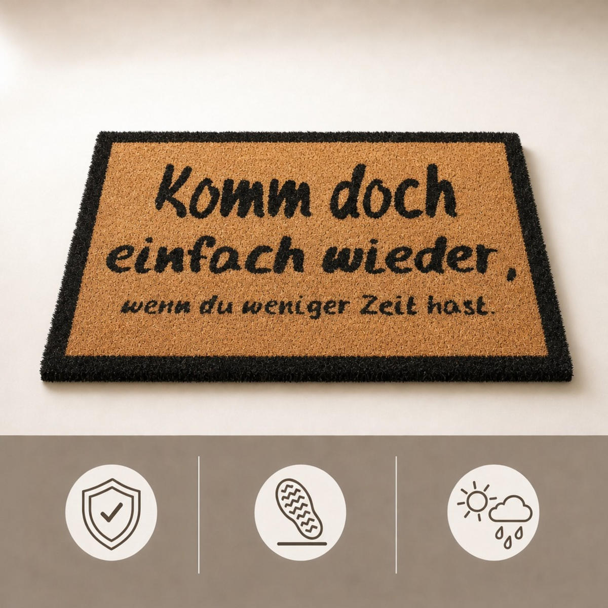 FUSSMATTE Natur Kokos Komm wieder 60x40 cm - Multicolor, Kunststoff/Textil (60/40cm) - Relaxdays