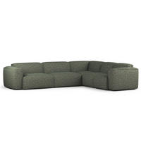 ECKSOFA mit Rundecke - Schwarz/Grün, Kunststoff/Textil (325/260cm) - home24
