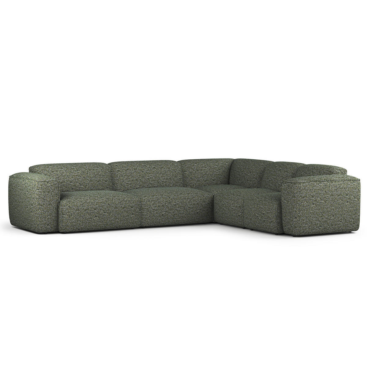 ECKSOFA mit Rundecke - Schwarz/Grün, Kunststoff/Textil (325/260cm) - home24