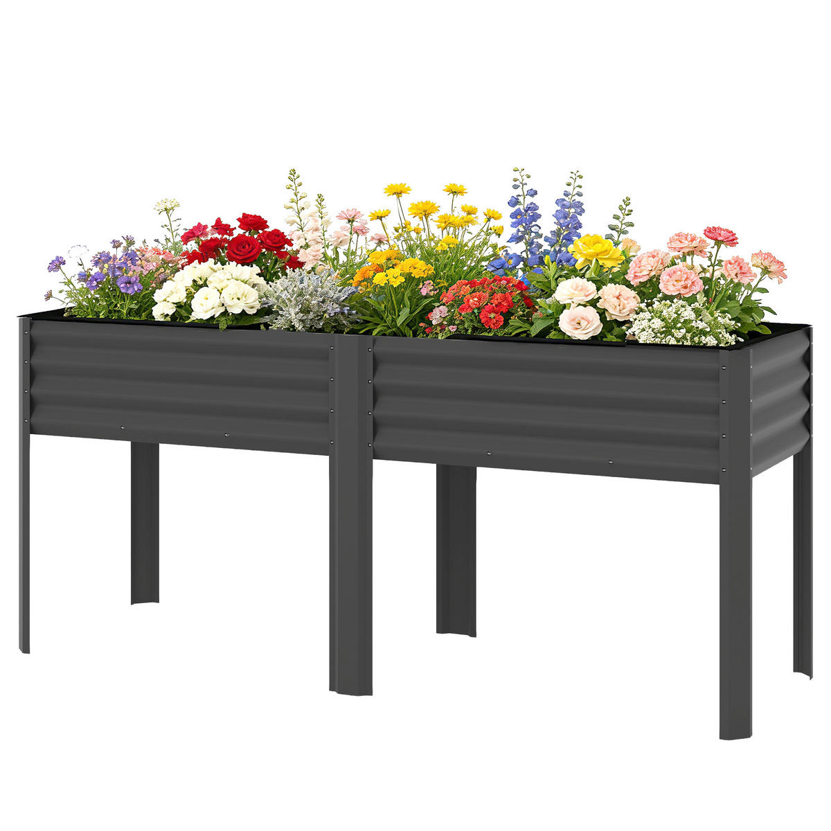 HOCHBEET DE-16058 241L Fassungsvermögen Dunkelgrau - Dunkelgrau, Metall (180/80/55cm) - ComfortXL