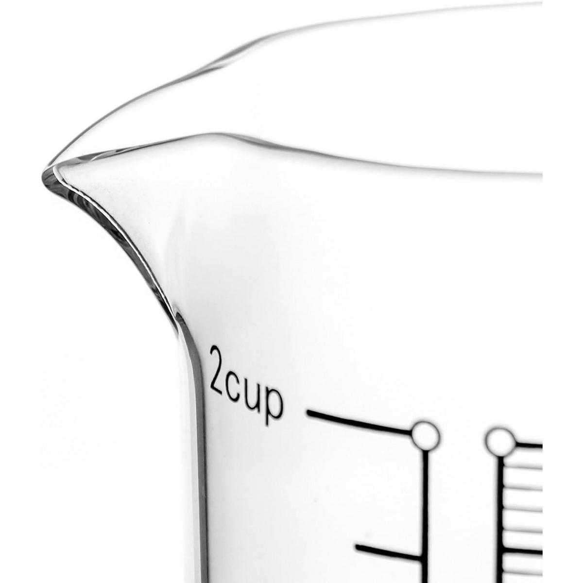 MESSBECHER 500ml Borosilikatglas mit Bambusdeckel - Transparent, Glas (0.5L)