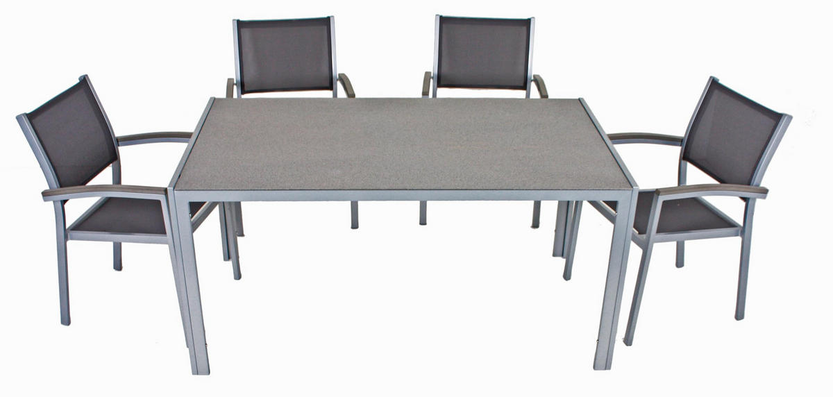 GARTEN-SITZGRUPPE Julia 5-teilig Gartenmöbel-Set - Grau, Kunststoff - DELUKE