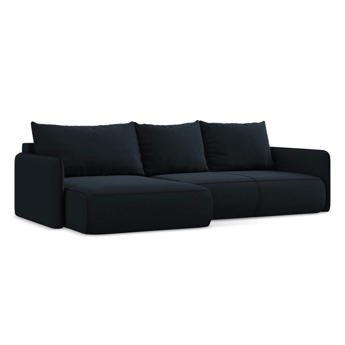 ECKSOFA mit Schlaffunktion Samt Stoff Blau - Blau/Schwarz, Kunststoff/Textil (148/240cm) - LaMiaSofa