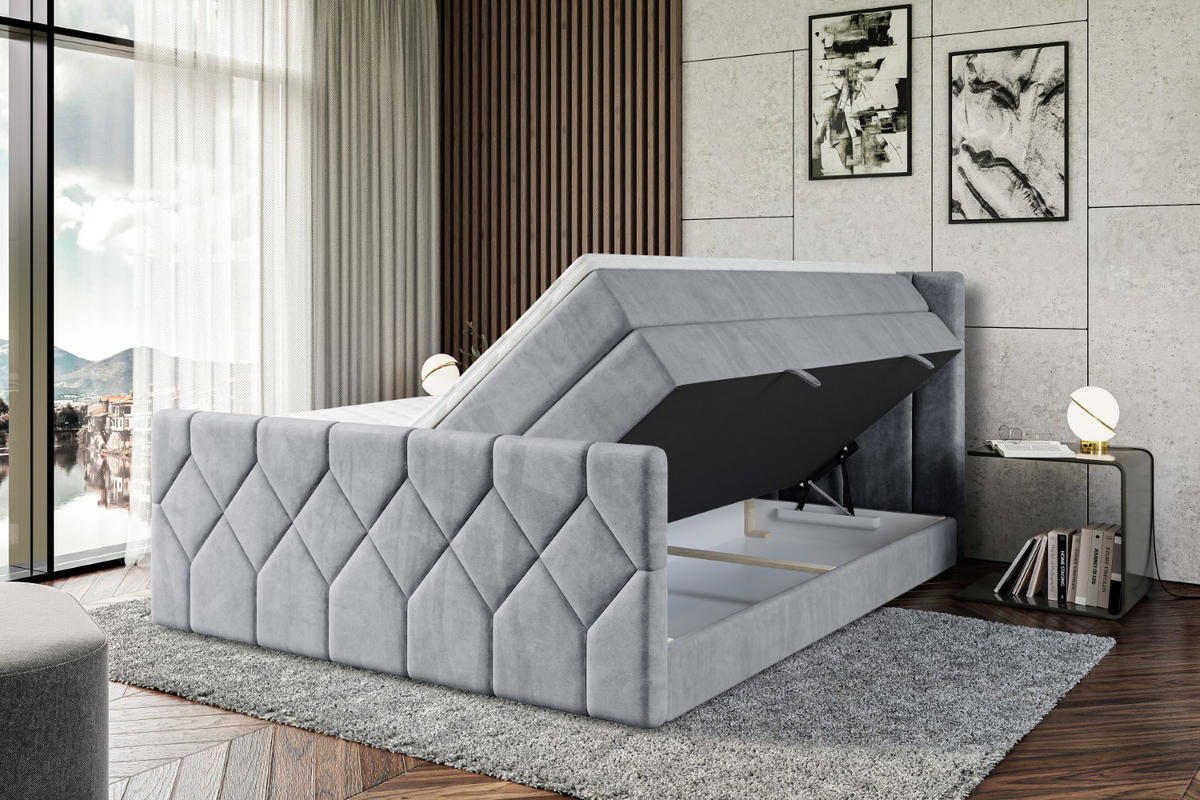 BOXSPRINGBETT CATOR-Z KING - 160x200 - H3/H4 - Grau - Grau, Holzwerkstoff (160/200cm) - ALTDECOR