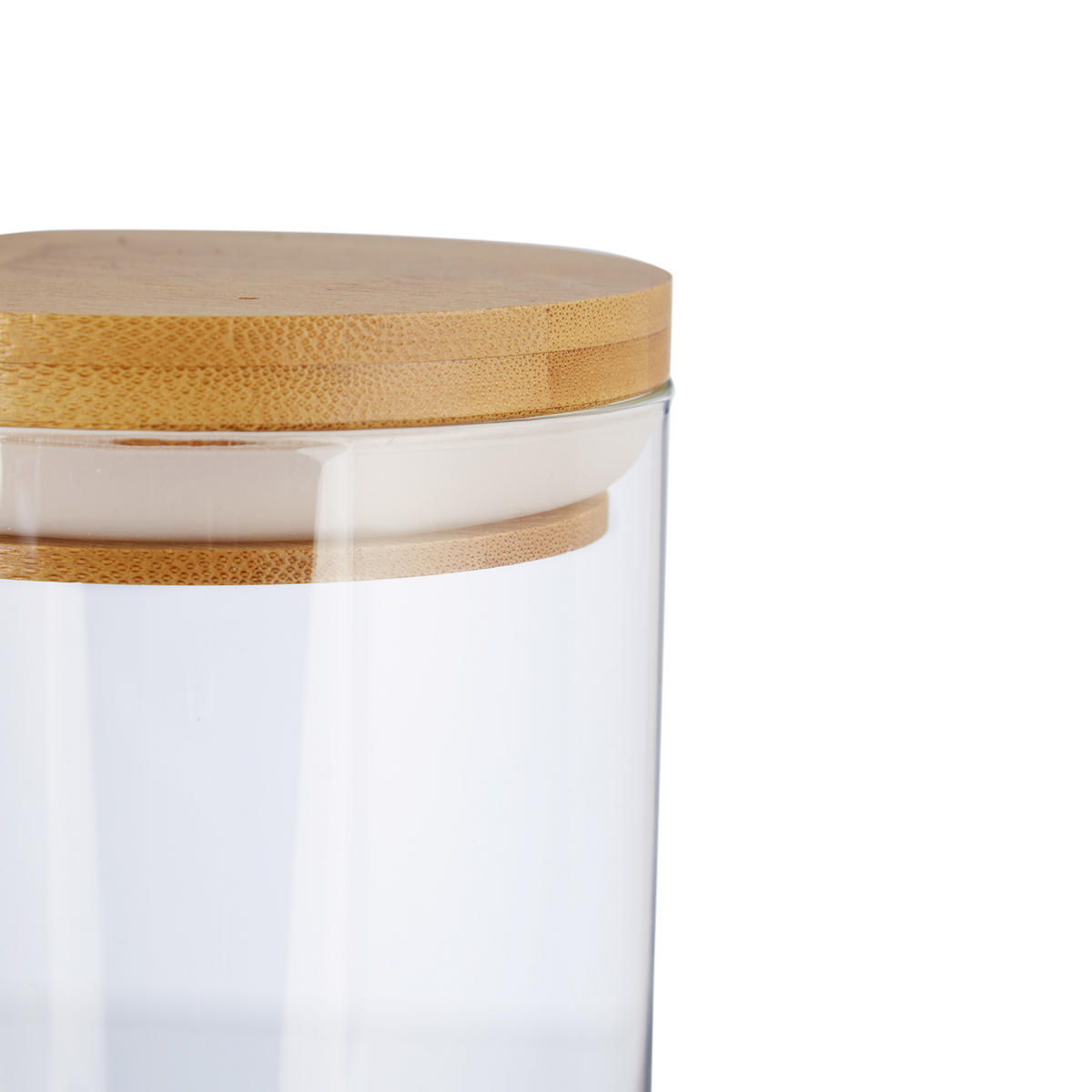 3XVORRATSDOSEN - Transparent, Glas/Holz - Relaxdays