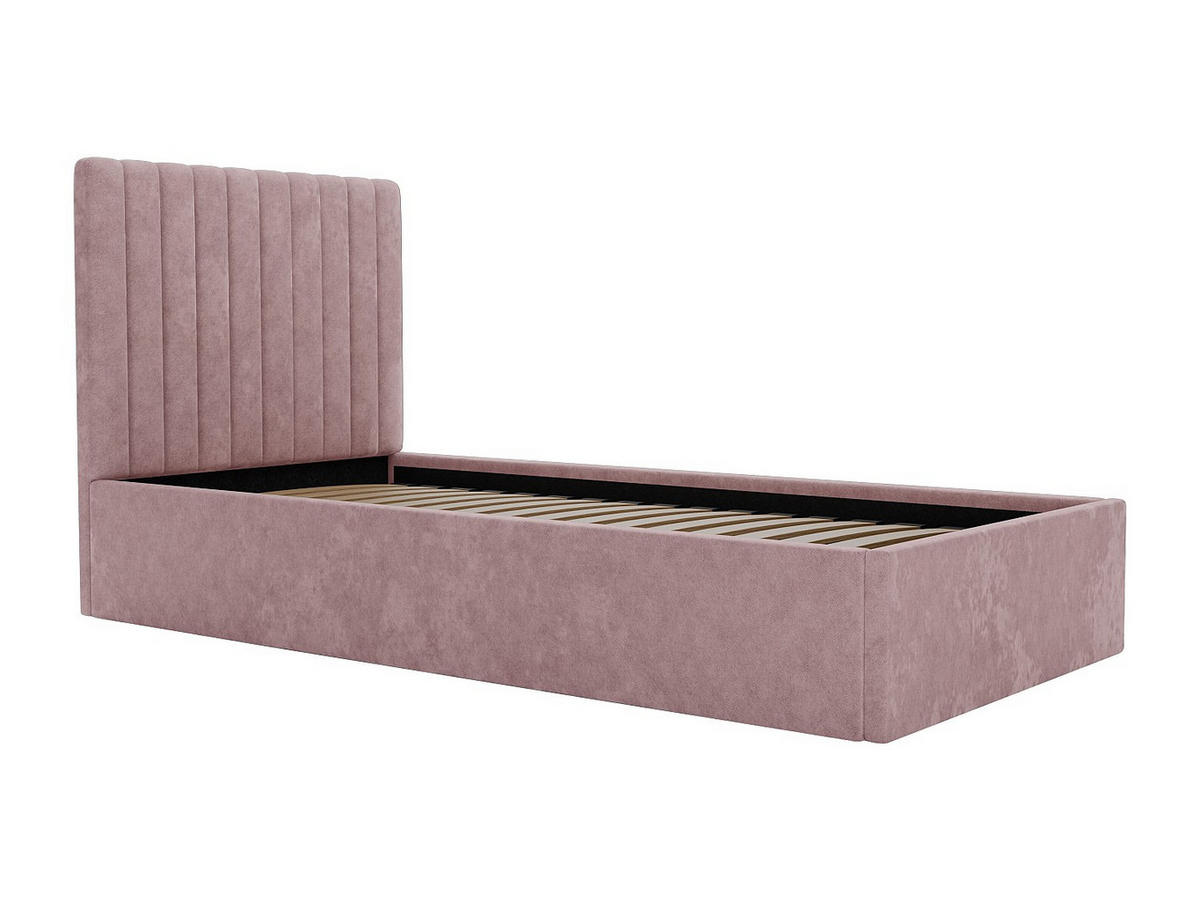 BETT mit Bettkasten - 1 Person - Stoff - Rosa - Pink, Textil (90/190cm) - Vente-Unique