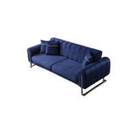 3 Sitzer SOFA Wave Samt Blau - Blau, Textil/Metall (225/78/95cm) - Villa Möbel