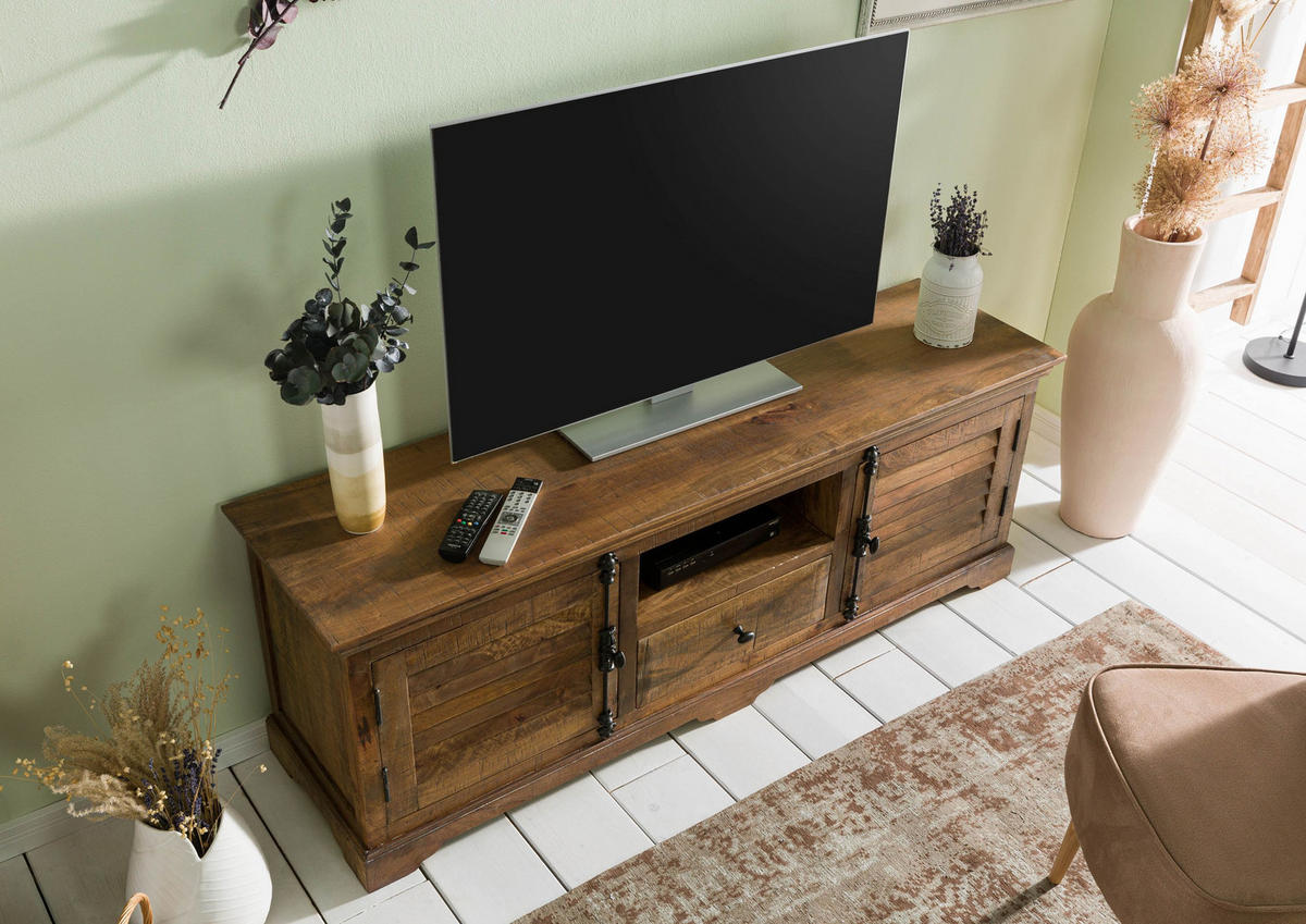 TV-BOARD Mango 170x45x60 dunkelbraun geölt RODEZ #148 - Dunkelbraun, Holz (170/60/45cm) - Massivmoebel24